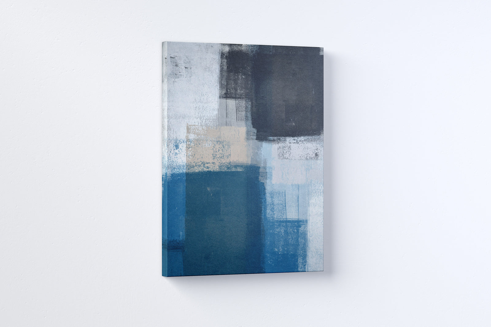 Blue & Black Abstract Paintings 4 :5 Vertical Premium Wall Art Canvas by MeriDeewar