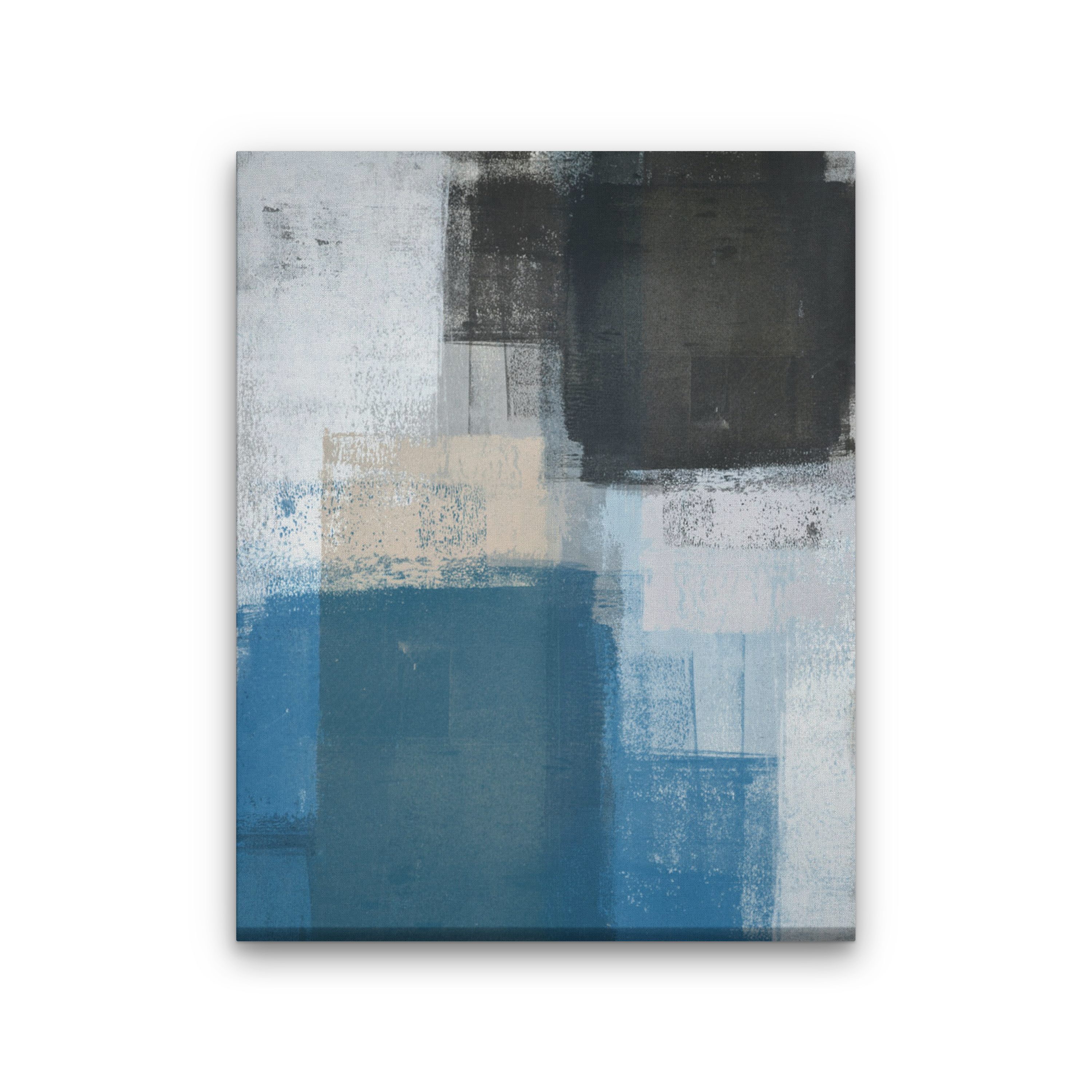 Blue & Black Abstract Paintings 4 :5 Vertical Premium Wall Art Canvas by MeriDeewar