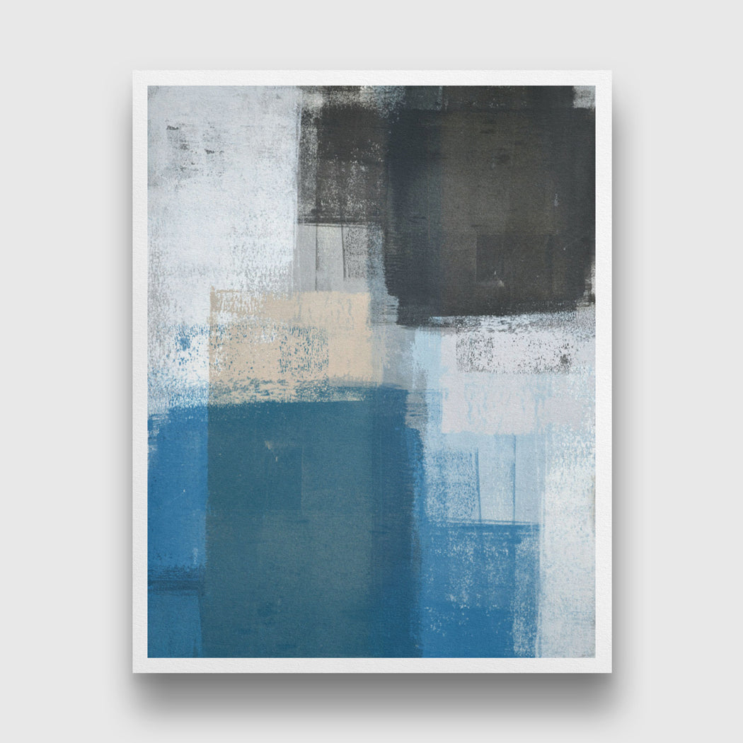 Blue & Black Abstract Paintings 4 :5 Vertical Premium Wall Art Canvas by MeriDeewar