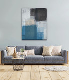 Blue & Black Abstract Paintings 4 :5 Vertical Premium Wall Art Canvas by MeriDeewar