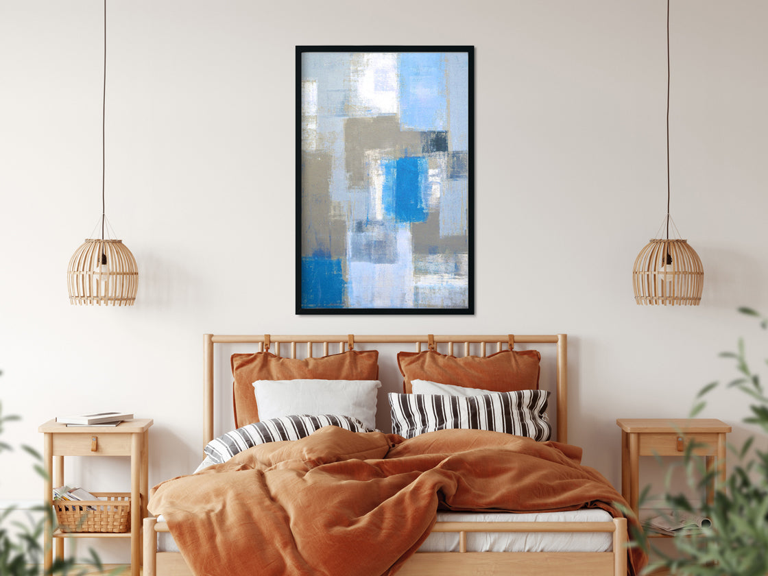 Blue & Grey Abstract Paintings 2 : 3 Vertical Premium Wall Art Canvas by MeriDeewar