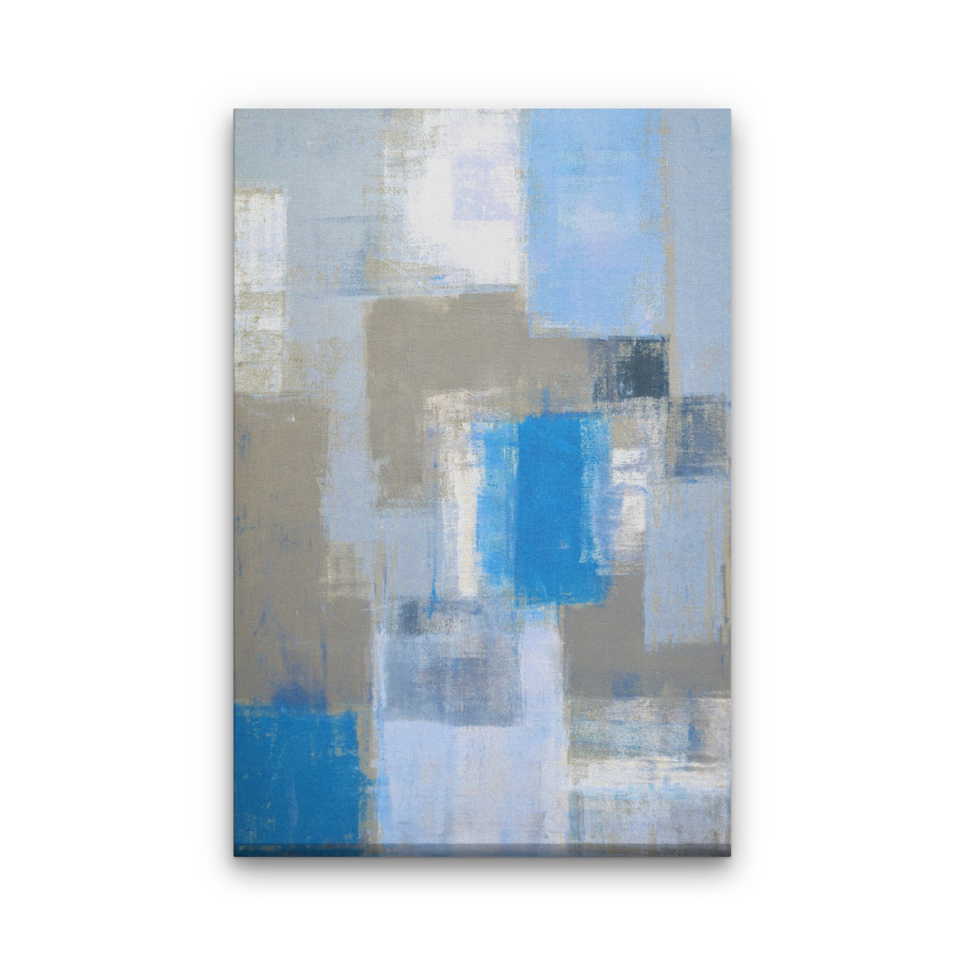 Blue & Grey Abstract Paintings 2 : 3 Vertical Premium Wall Art Canvas by MeriDeewar