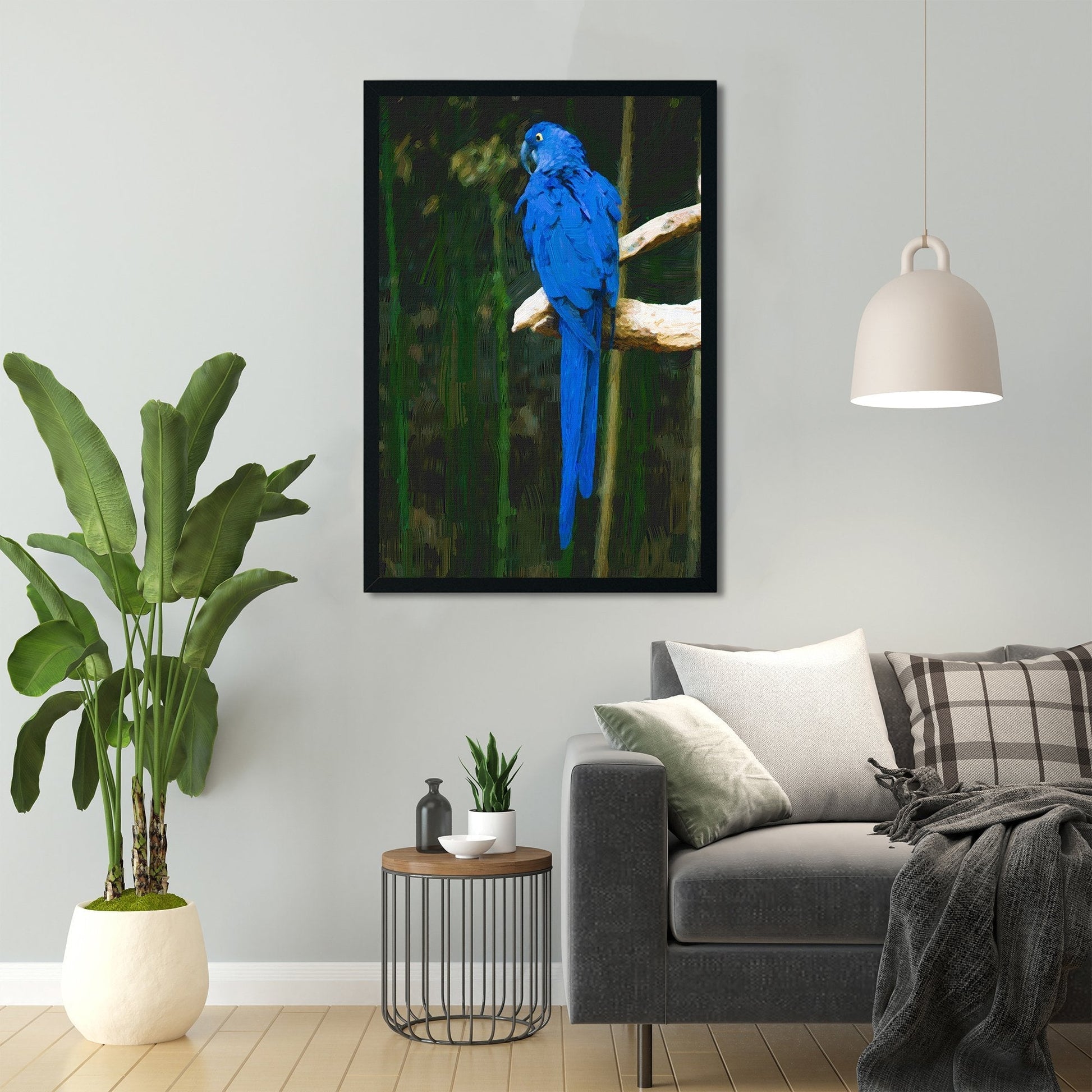 Blue Parrot Painting - Meri Deewar 2 : 3 Vertical Premium Wall Art Canvas by MeriDeewar