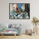 Blue Still Life Painting-Meri Deewar 4 : 3 Horizontal Premium Wall Art Canvas by MeriDeewar