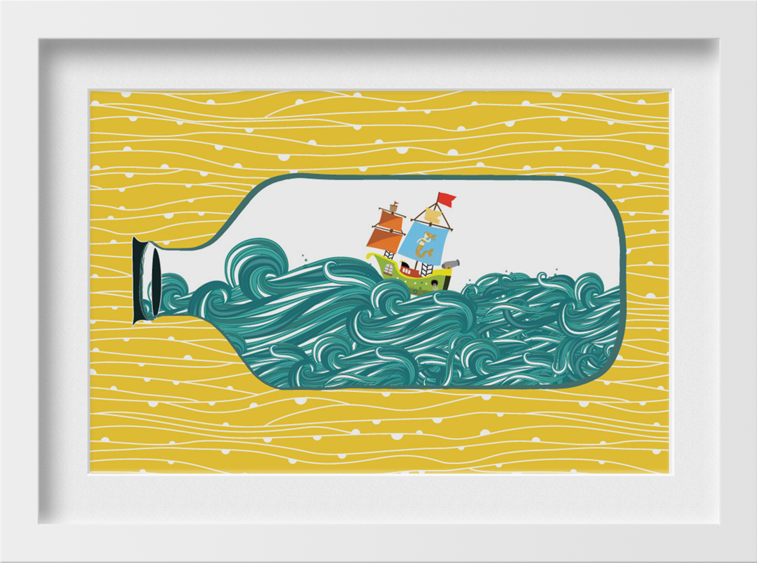 Boat and Sea Painting-Meri Deewar 3 : 2 Horizontal Premium Wall Art Canvas by MeriDeewar