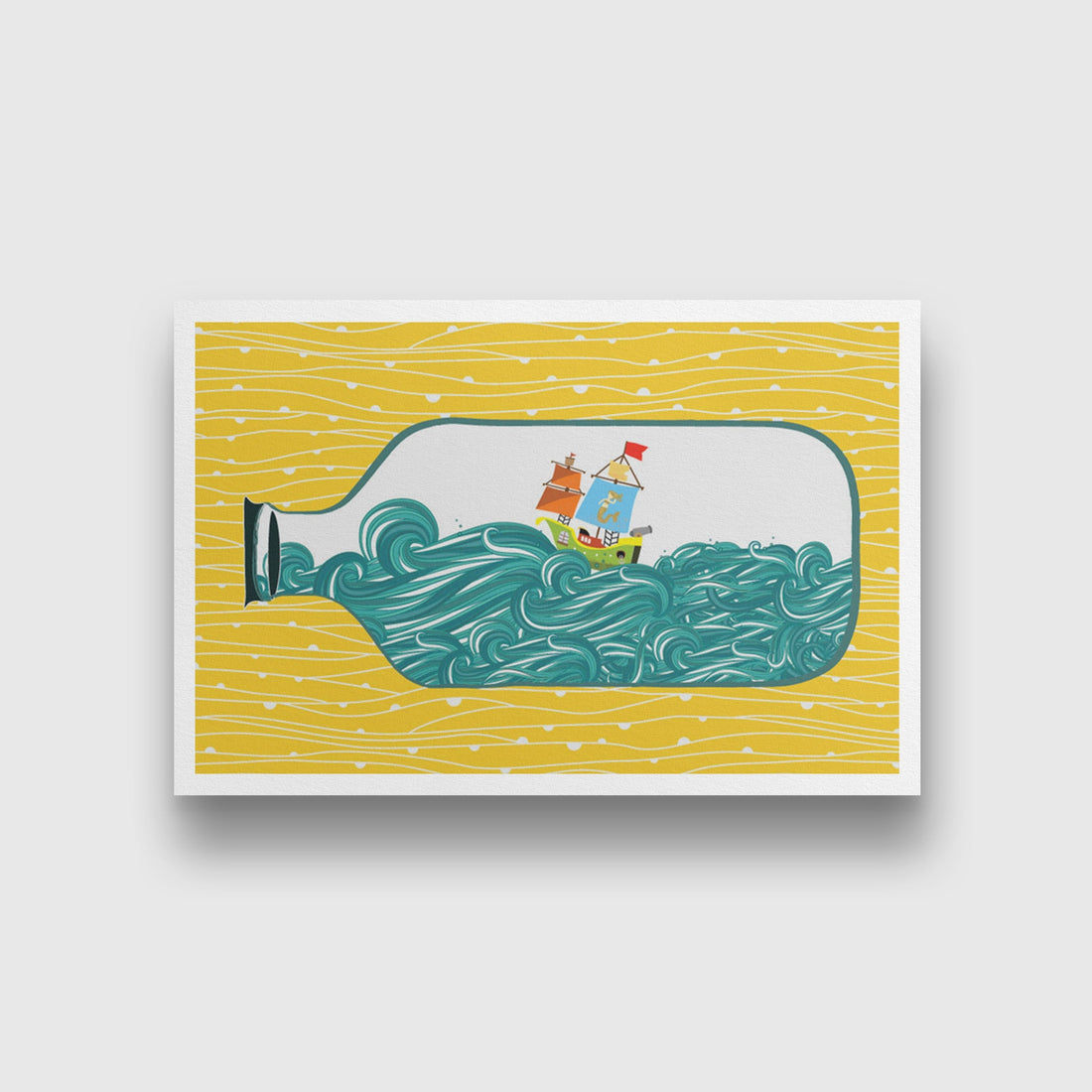 Boat and Sea Painting-Meri Deewar 3 : 2 Horizontal Premium Wall Art Canvas by MeriDeewar