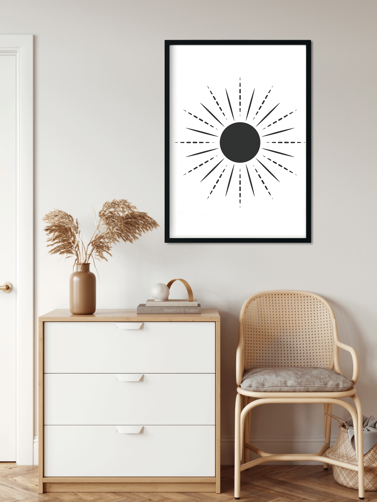 Bohemian Rays Painting 3 : 4 Vertical Premium Wall Art Canvas by MeriDeewar