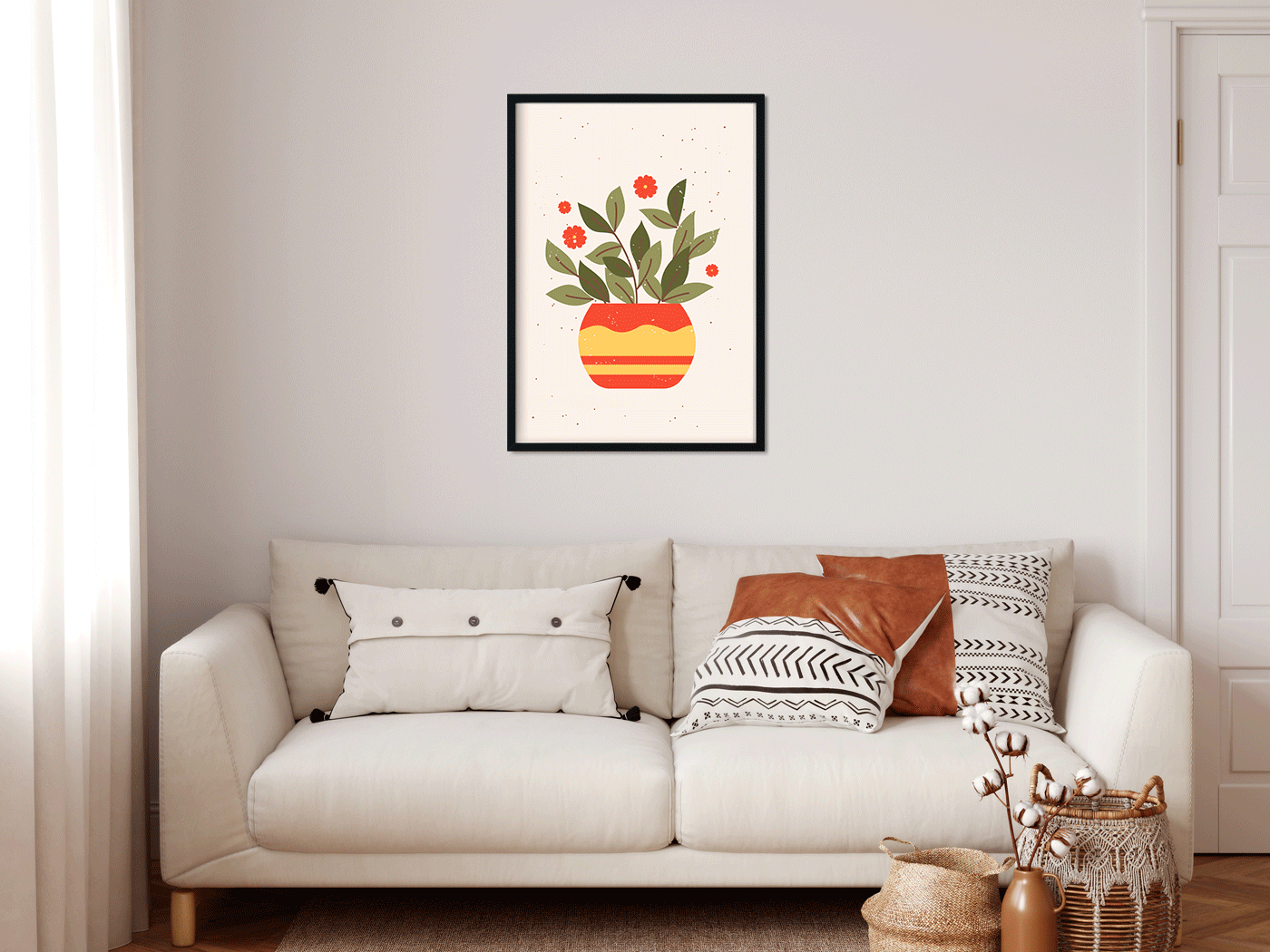 Boho art with floral garden plants colorful Painting 2 : 3 Vertical Premium Wall Art Canvas by MeriDeewar
