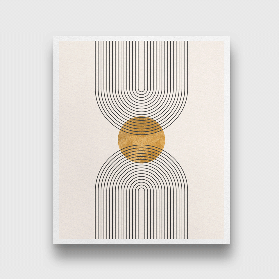 Boho art with rainbow golden shape Painting 5 : 6 Vertical Premium Wall Art Canvas by MeriDeewar