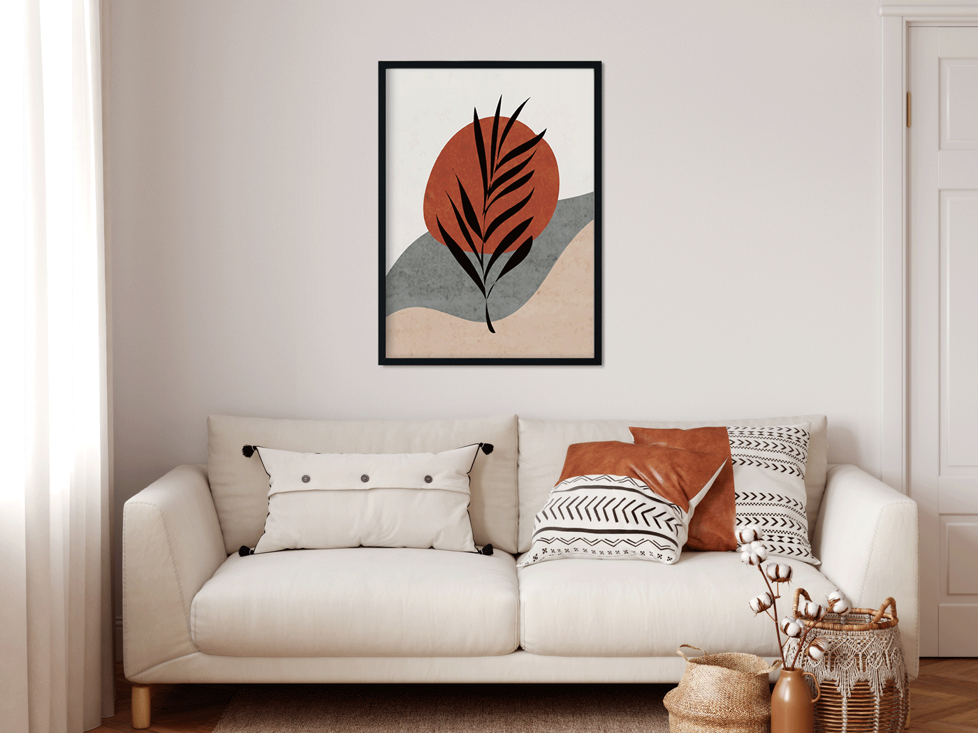 Boho Fern Painting 3 : 4.2 Vertical Premium Wall Art Canvas by MeriDeewar