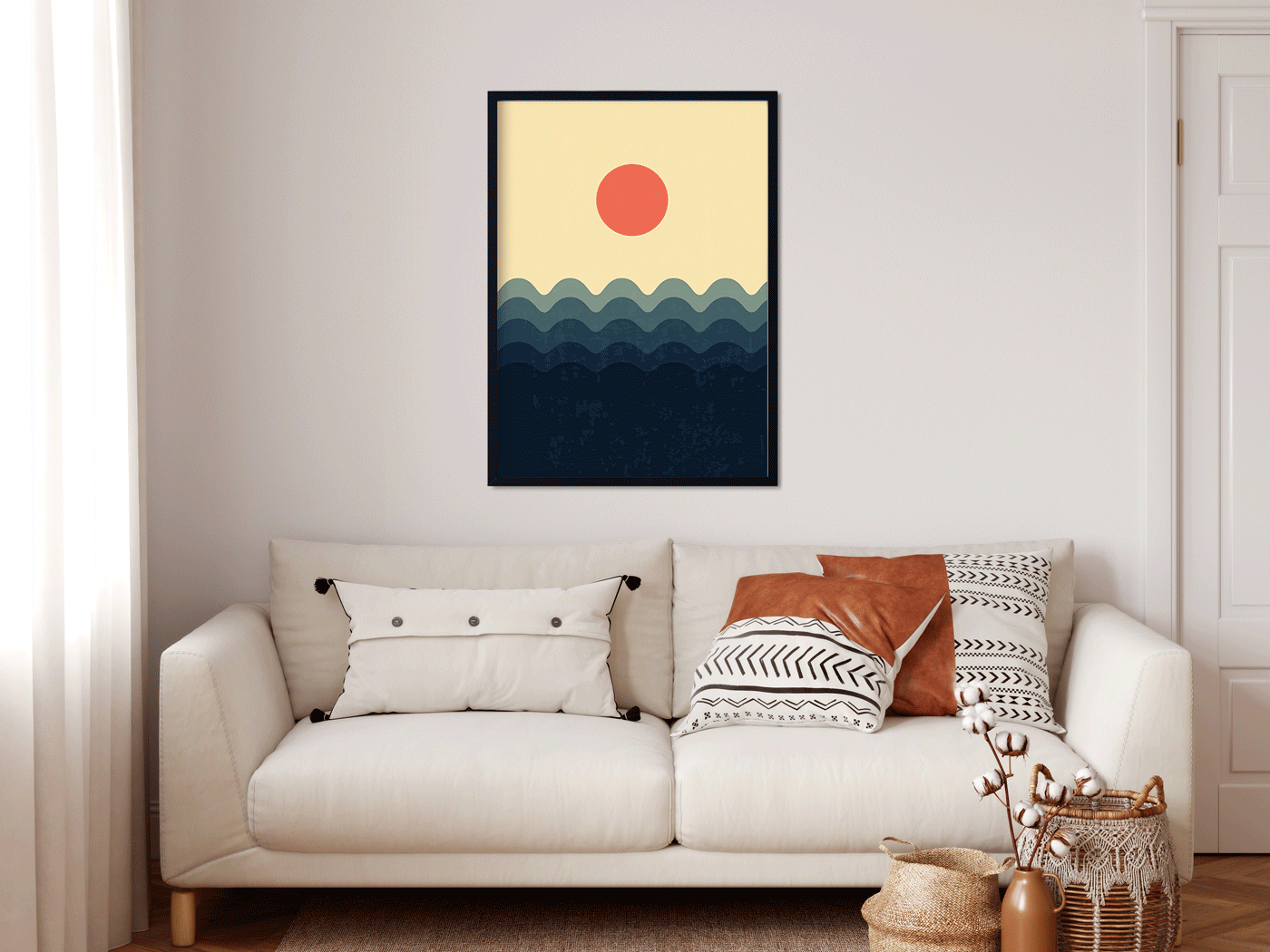 Boho  landscape modern Painting 3 : 4 Vertical Premium Wall Art Canvas by MeriDeewar