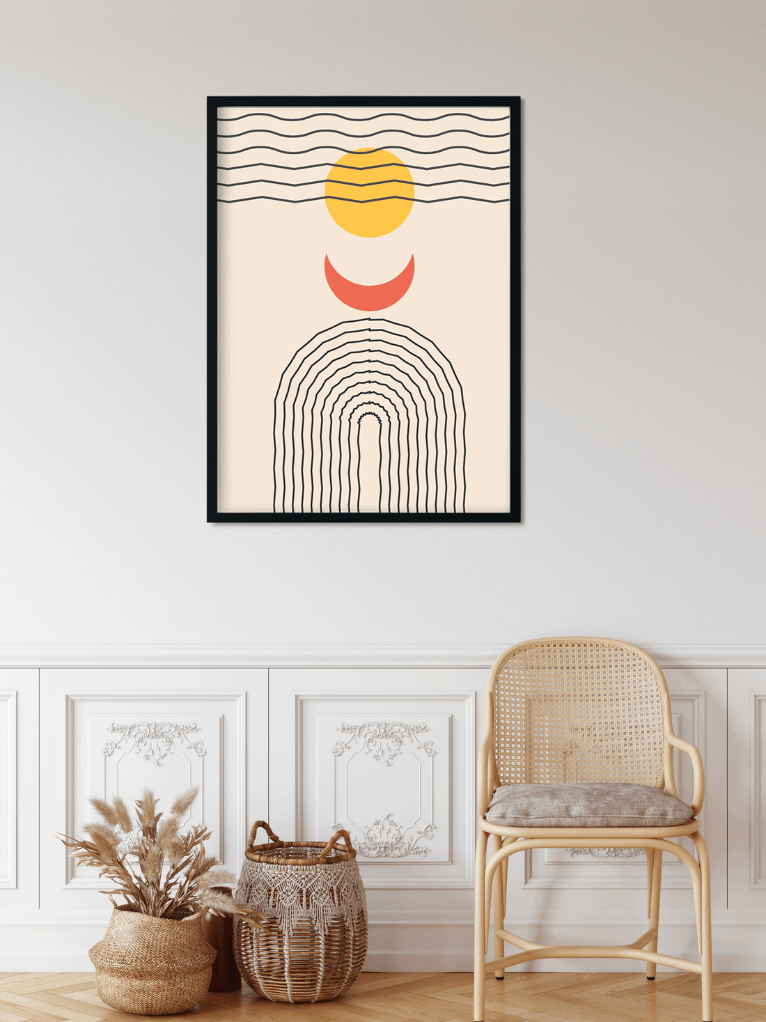 Boho modern poster abstract Painting 4 X 5.5 Vertical Premium Wall Art Canvas by MeriDeewar