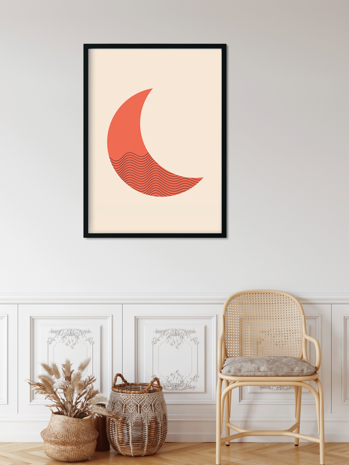 Boho modern poster nature landscapes Painting 4 X 5.5 Vertical Premium Wall Art Canvas by MeriDeewar