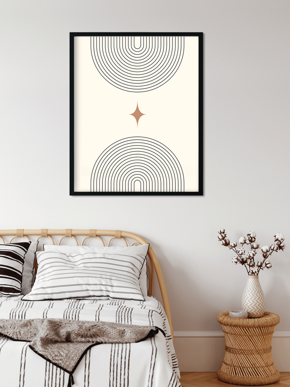 Boho Modern prints with rainbow star moon Painting 5 : 6 Vertical Premium Wall Art Canvas by MeriDeewar