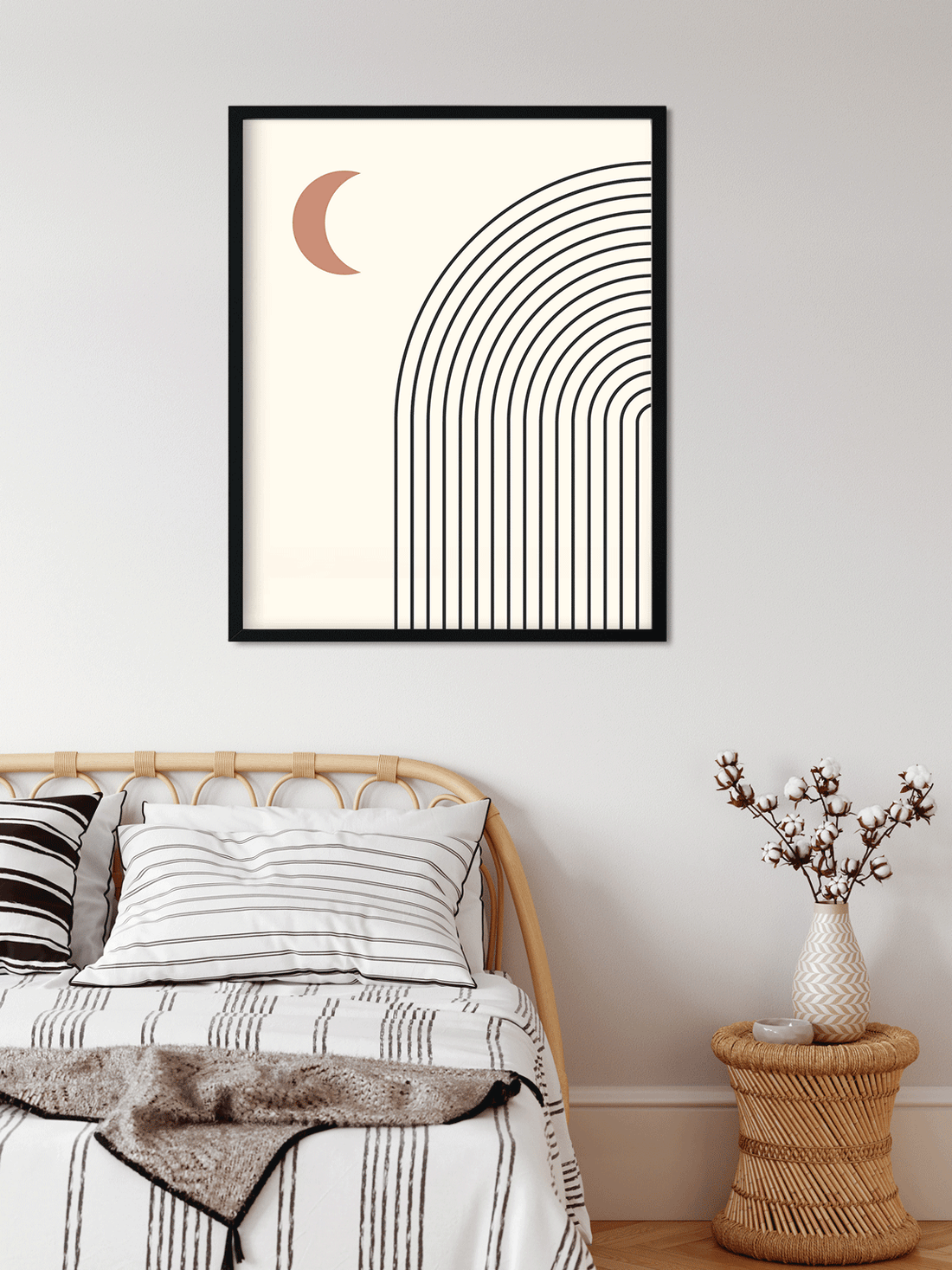 Boho Modern wall art prints with rainbow star moon Painting 5 : 6 Vertical Premium Wall Art Canvas by MeriDeewar