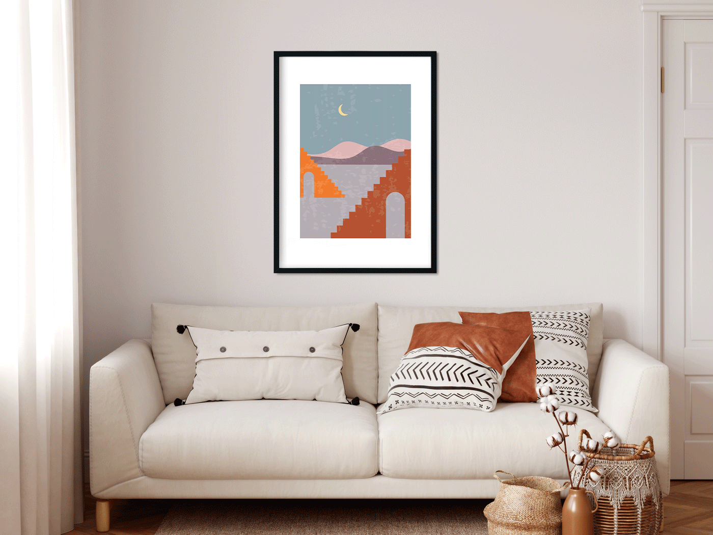 Boho neutral terracotta aesthetic Painting 4 X 5.5 Vertical Premium Wall Art Canvas by MeriDeewar