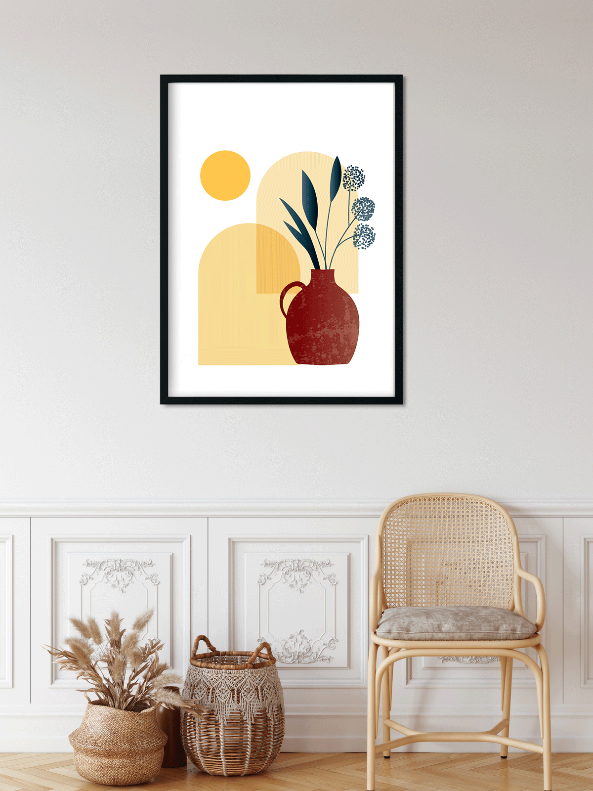 Boho wall art modern Painting 4 X 5.5 Vertical Premium Wall Art Canvas by MeriDeewar