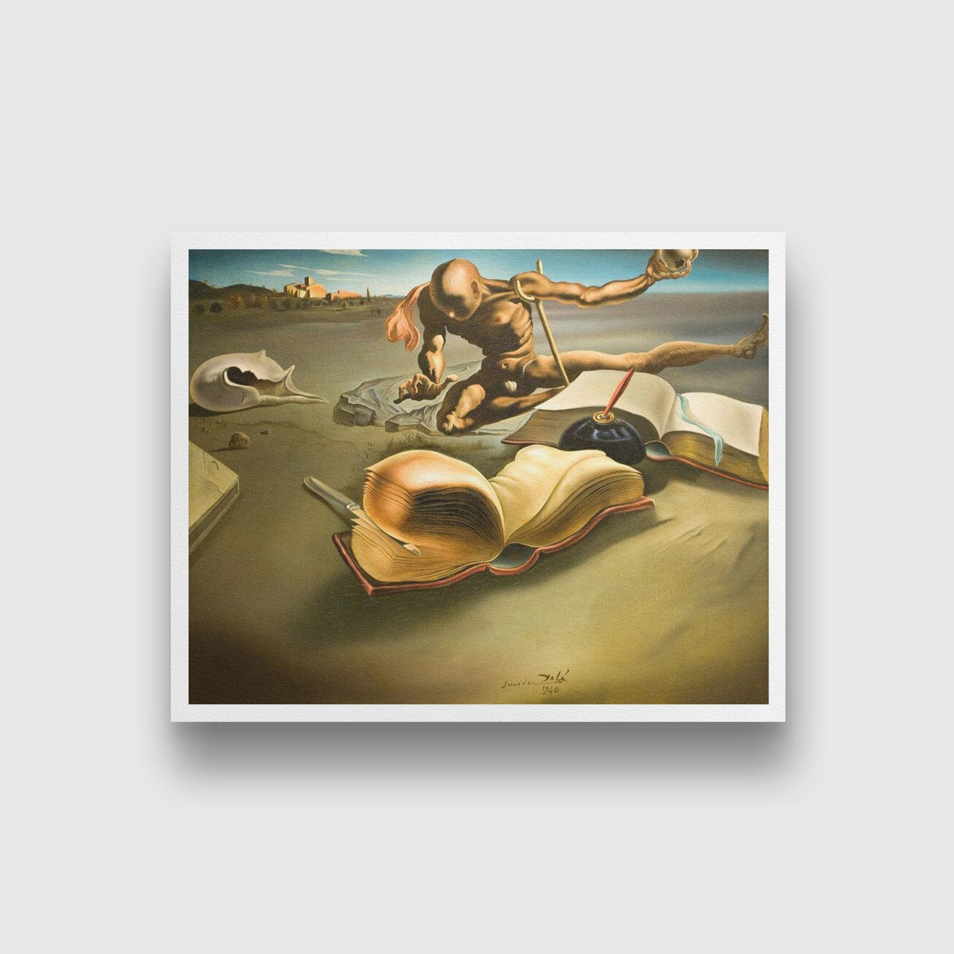 Book Transforming Itself Into A Woman Painting-Meri Deewar 5 : 4 Horizontal Premium Wall Art Canvas by MeriDeewar