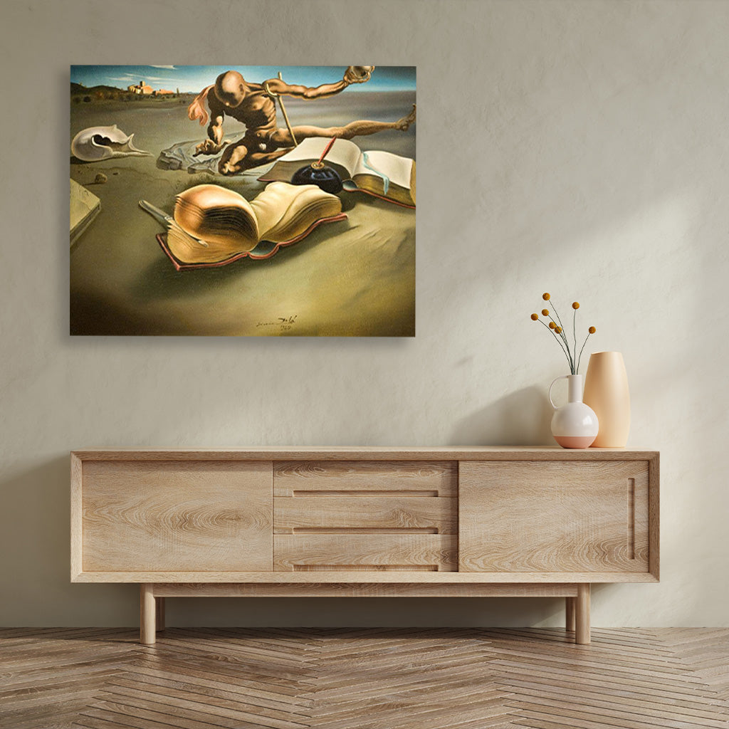 Book Transforming Itself Into A Woman Painting-Meri Deewar 5 : 4 Horizontal Premium Wall Art Canvas by MeriDeewar
