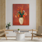 Bouquet in a Chinese Vase painting 4 X 5.5 Vertical Premium Wall Art Canvas by MeriDeewar