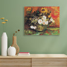 Bowl With Sunflowers Roses And Other Flowers (1886) famous painting 5 : 4 Horizontal Premium Wall Art Canvas by MeriDeewar