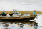 Boys in a Dory WH painting - Meri Deewar 3 : 2 Horizontal Premium Wall Art Canvas by MeriDeewar