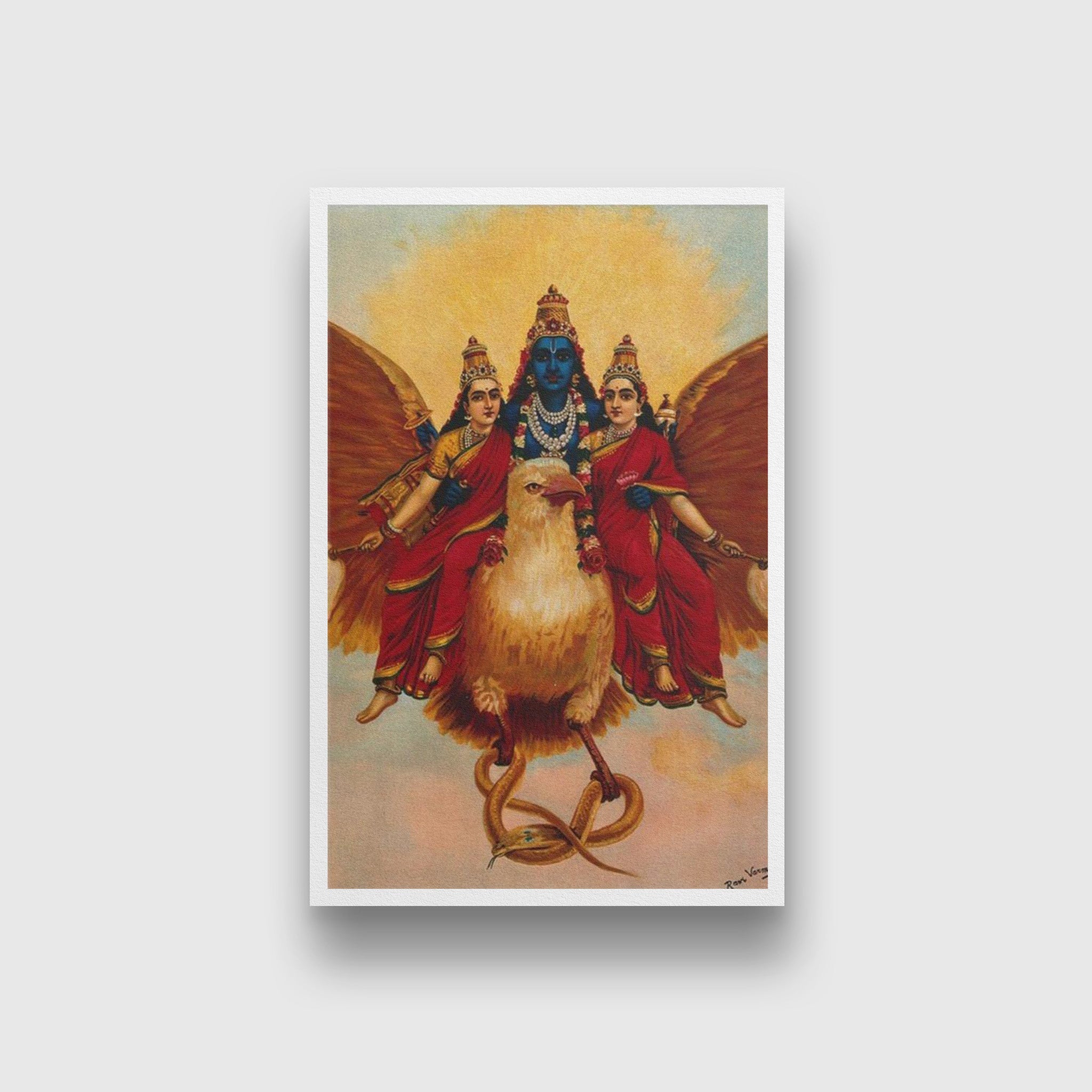 BRAHMA, VISHNU & SHIVA, Painting By Raja Ravi Varma - Meri Deewar 3 : 4.2 Vertical Premium Wall Art Canvas by MeriDeewar