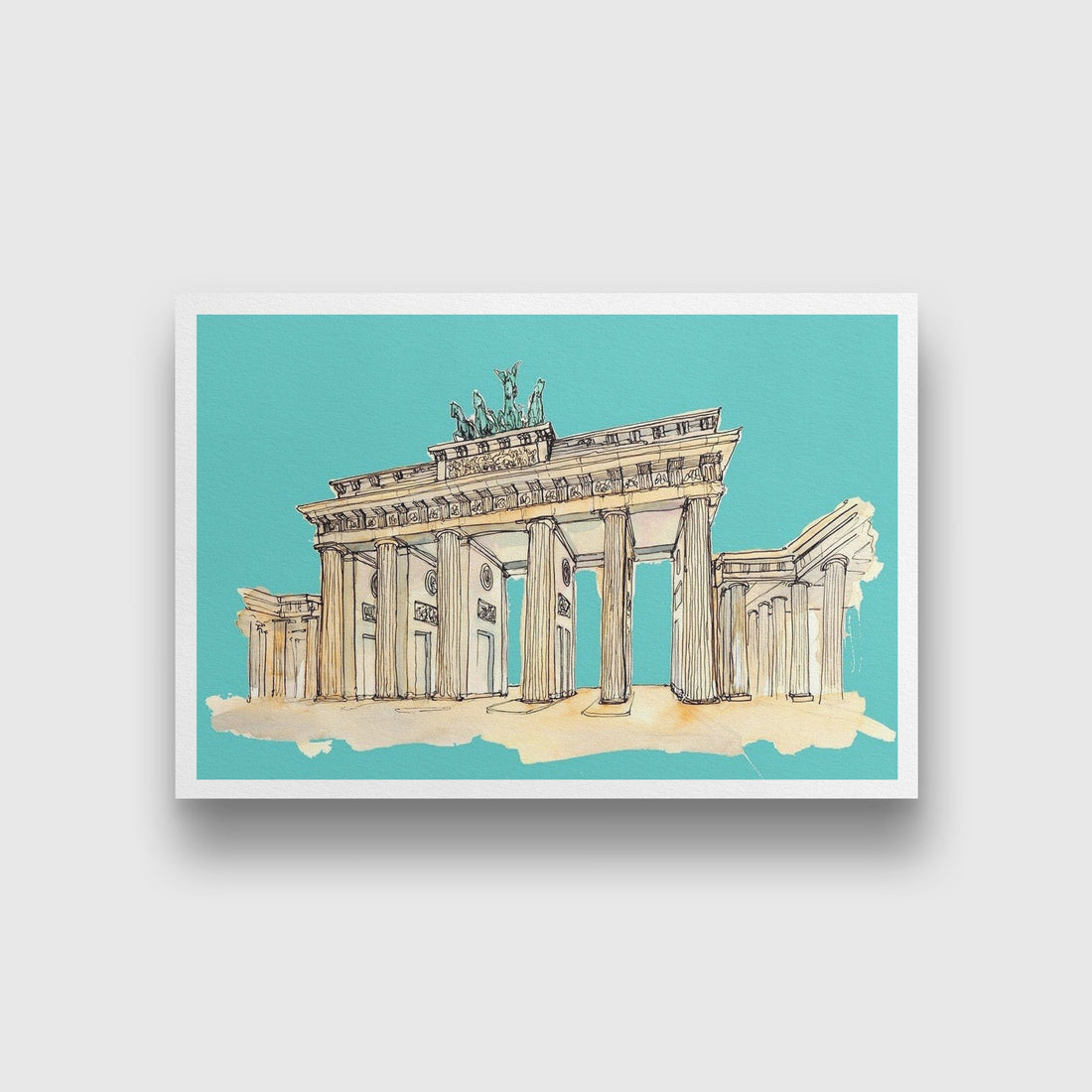 Brandenburg Gate Illustration Painting-Meri Deewar 3 : 2 Horizontal Premium Wall Art Canvas by MeriDeewar