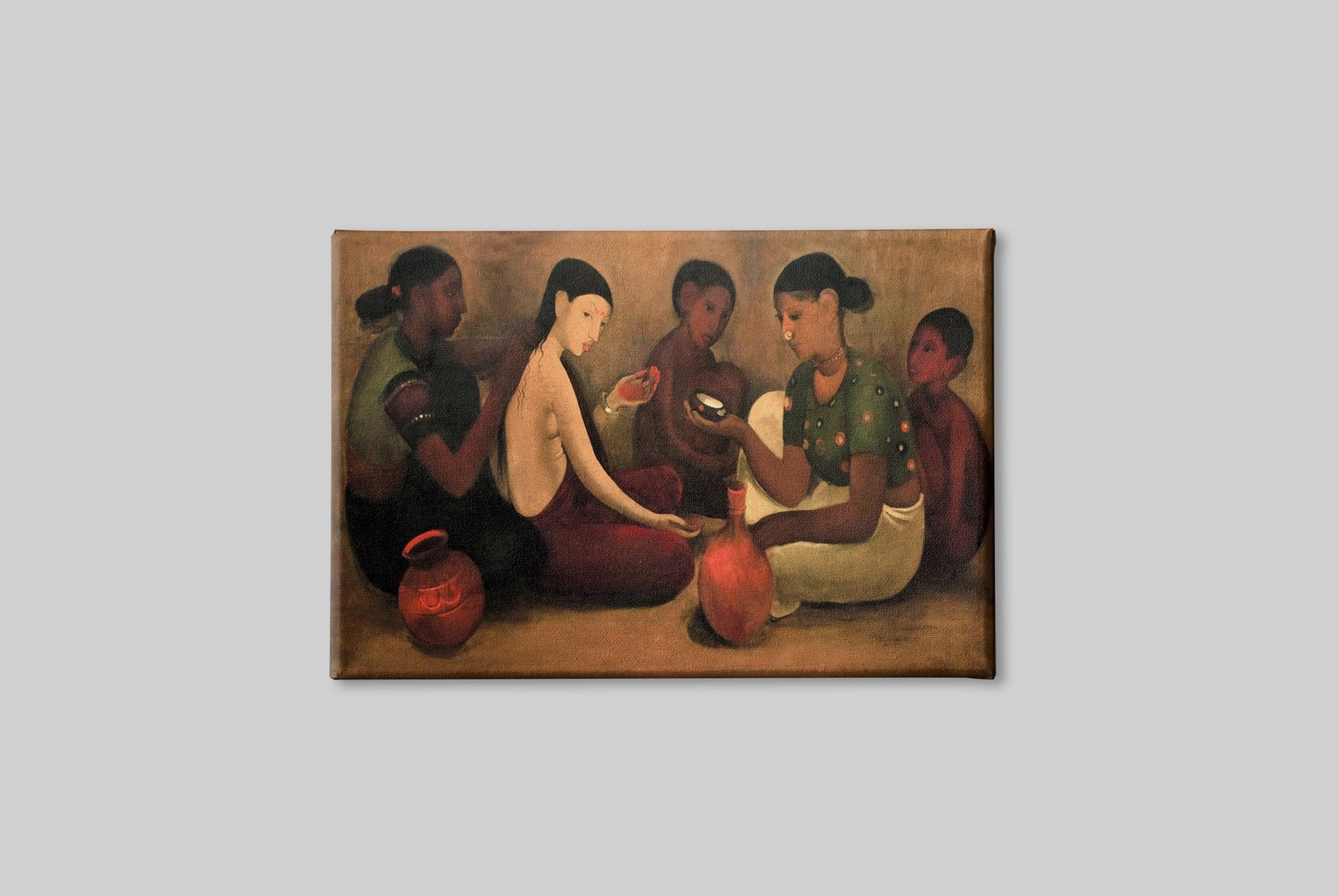 Bride's Toilet Painting - Meri Deewar 3 : 2 Horizontal Premium Wall Art Canvas by MeriDeewar