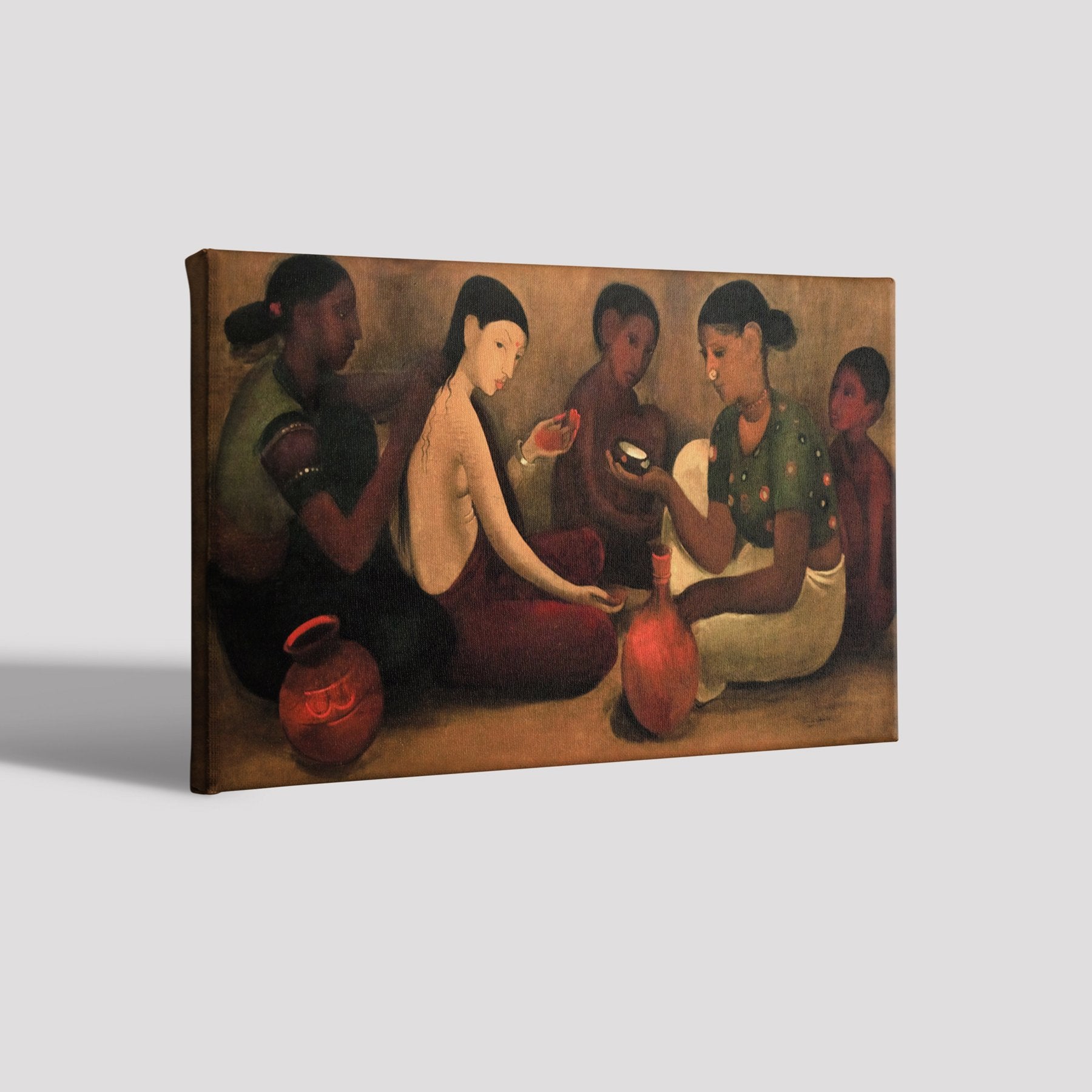 Bride's Toilet Painting - Meri Deewar 3 : 2 Horizontal Premium Wall Art Canvas by MeriDeewar