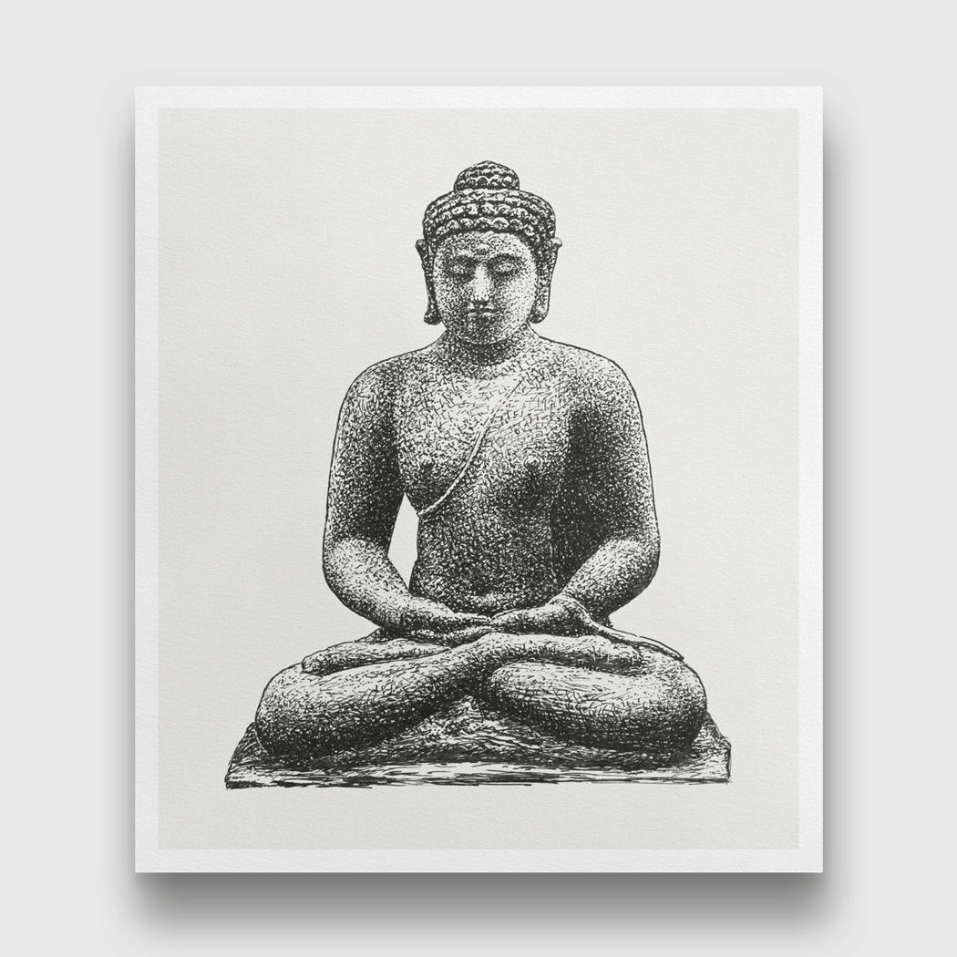 Buddha on the Borobudur Painting 5 : 6 Vertical Premium Wall Art Canvas by MeriDeewar