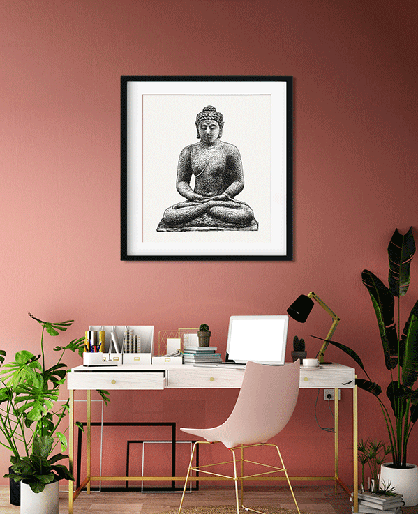 Buddha on the Borobudur Painting 5 : 6 Vertical Premium Wall Art Canvas by MeriDeewar