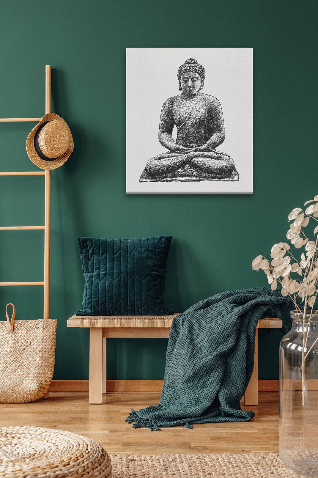 Buddha on the Borobudur Painting 5 : 6 Vertical Premium Wall Art Canvas by MeriDeewar