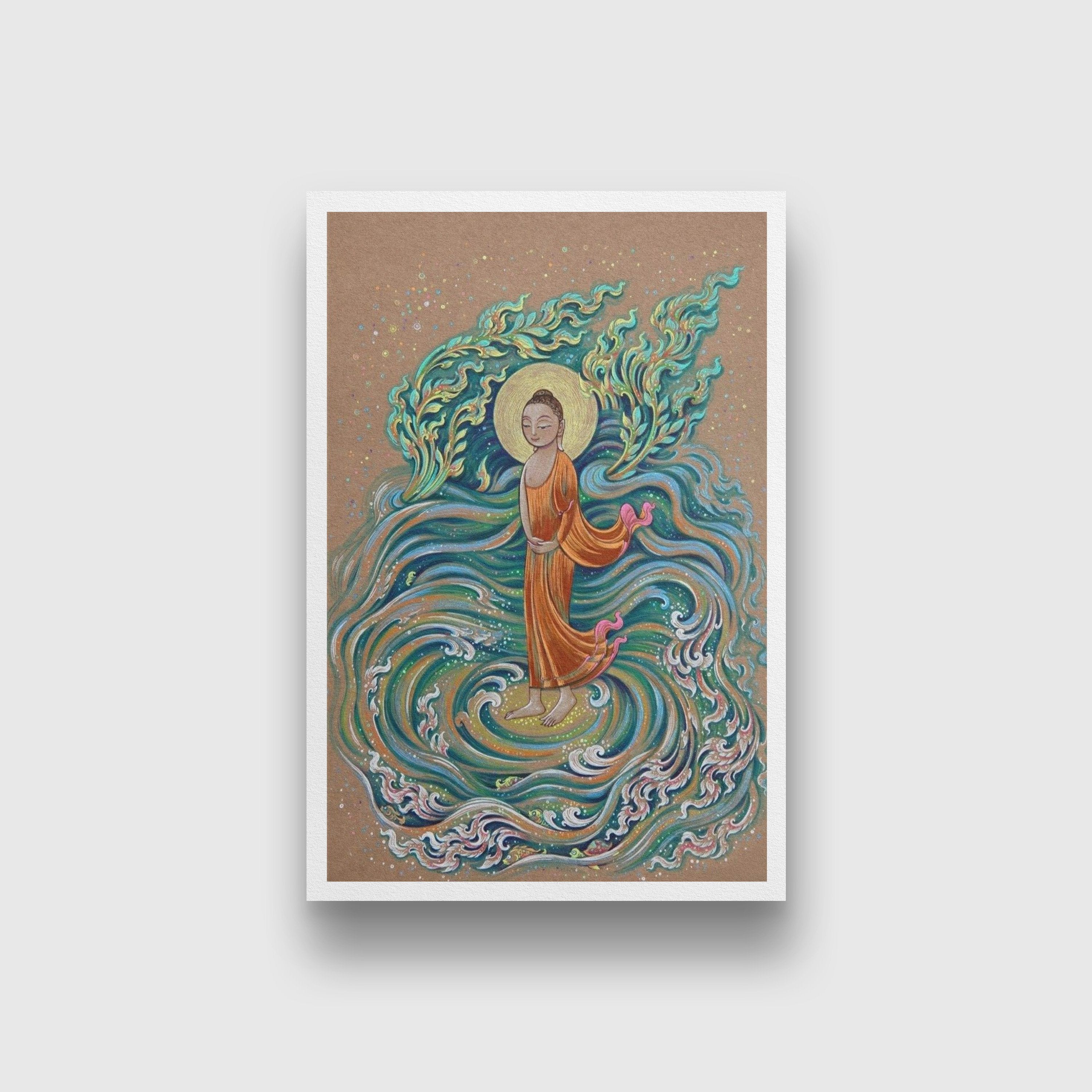 Budhha Painting-Meri Deewar 2 : 3 Vertical Premium Wall Art Canvas by MeriDeewar