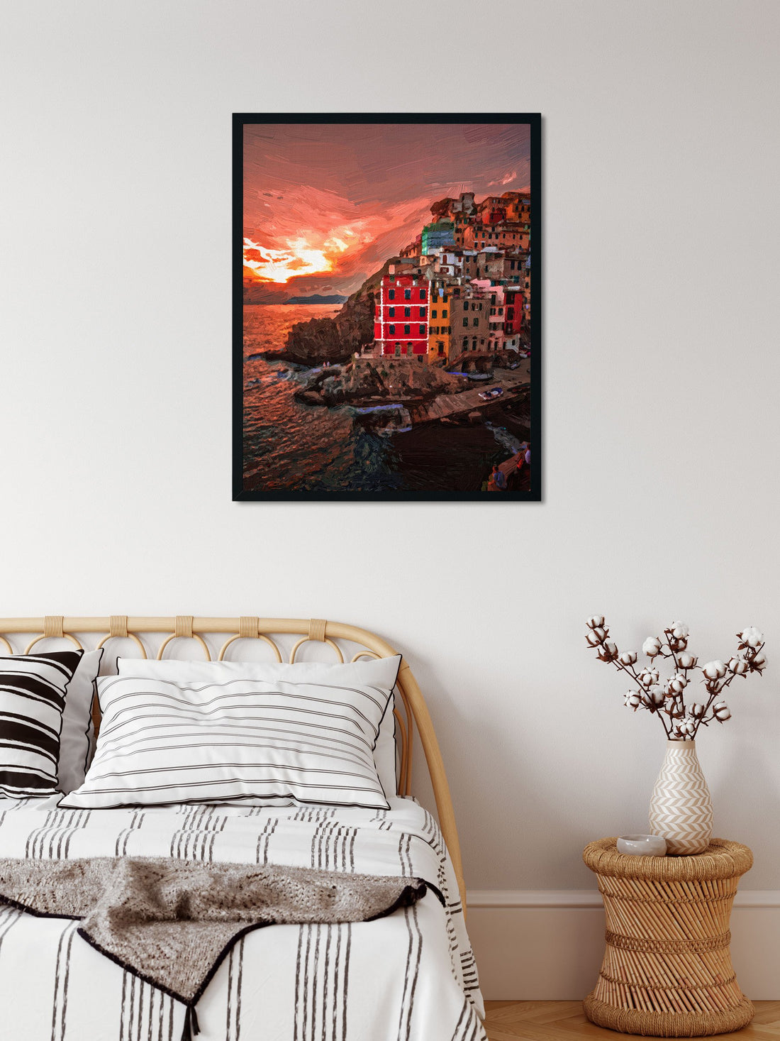Buildings near the sea Painting - Meri Deewar 4 :5 Vertical Premium Wall Art Canvas by MeriDeewar