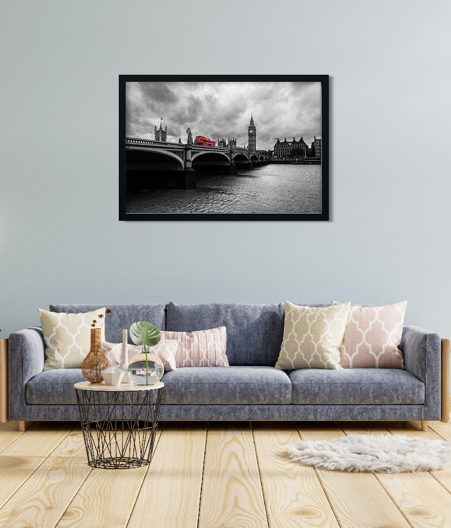 Bus on a Bridge Painitng 3 : 2 Horizontal Premium Wall Art Canvas by MeriDeewar