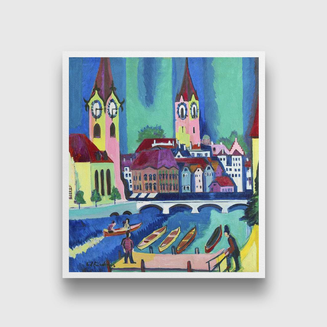 Cafe Ernst Ludwig Kirchner Painting - MeriDeewar 1 : 1 Square Premium Wall Art Canvas by MeriDeewar