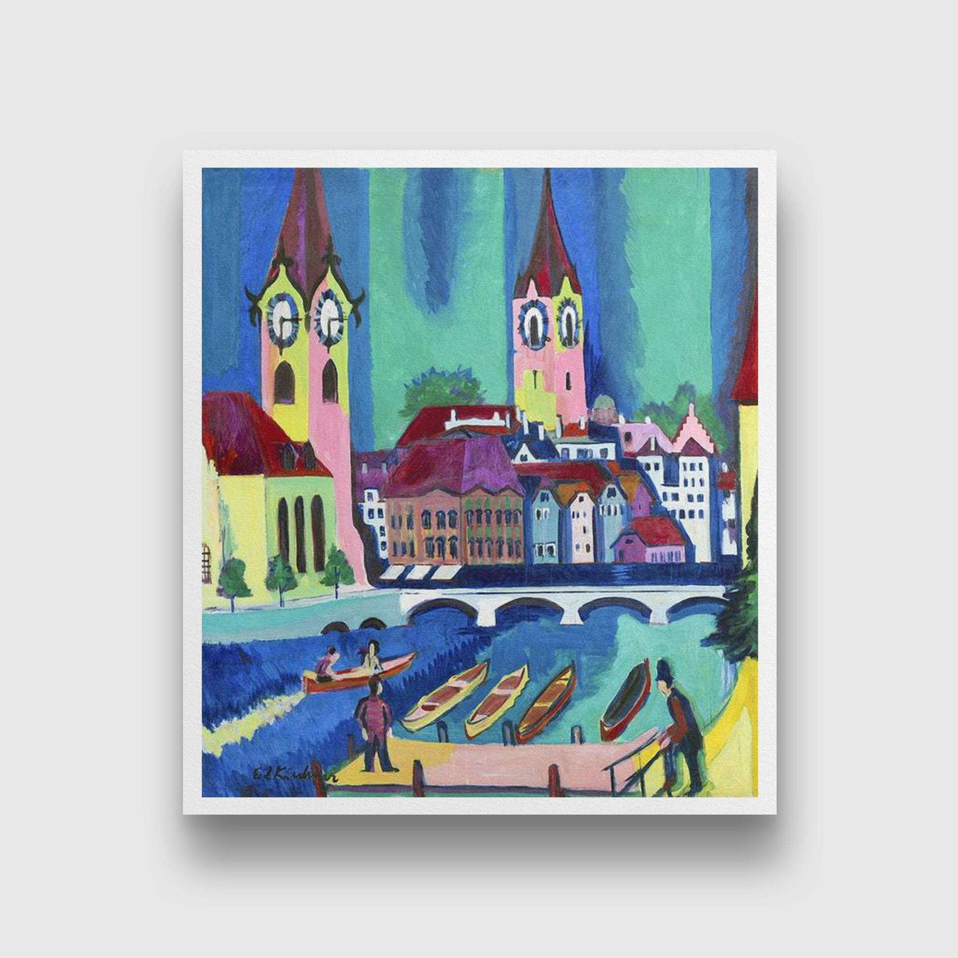 Cafe Ernst Ludwig Kirchner Painting - MeriDeewar 1 : 1 Square Premium Wall Art Canvas by MeriDeewar