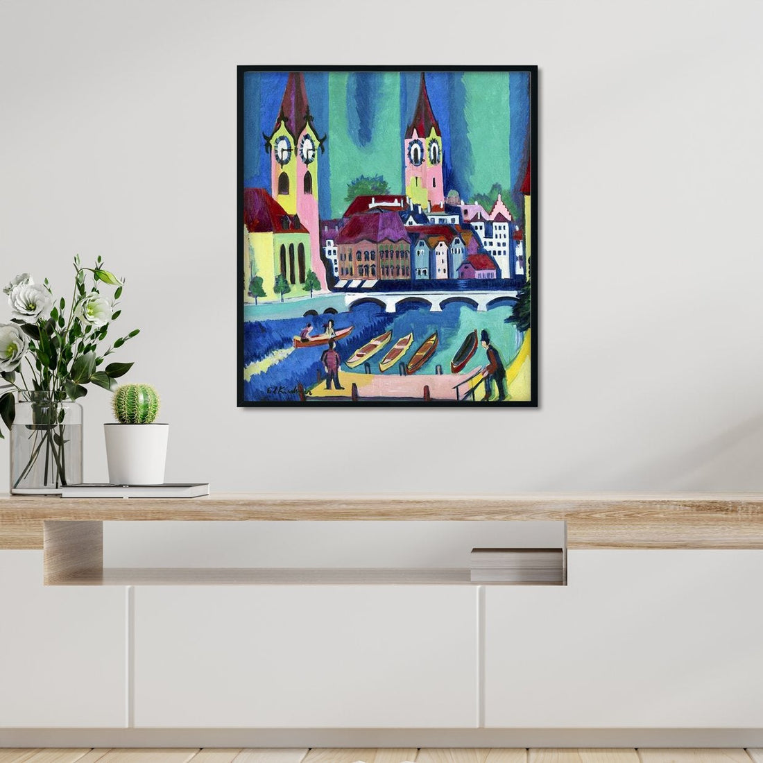 Cafe Ernst Ludwig Kirchner Painting - MeriDeewar 1 : 1 Square Premium Wall Art Canvas by MeriDeewar
