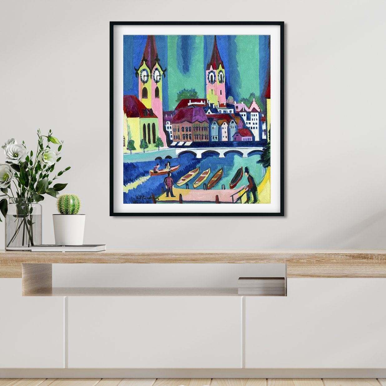 Cafe Ernst Ludwig Kirchner Painting - MeriDeewar 1 : 1 Square Premium Wall Art Canvas by MeriDeewar