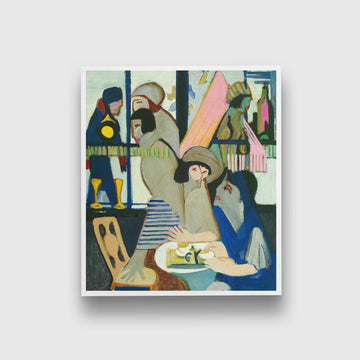 Cafe Painting - MeriDeewar 1 : 1 Square Premium Wall Art Canvas by MeriDeewar