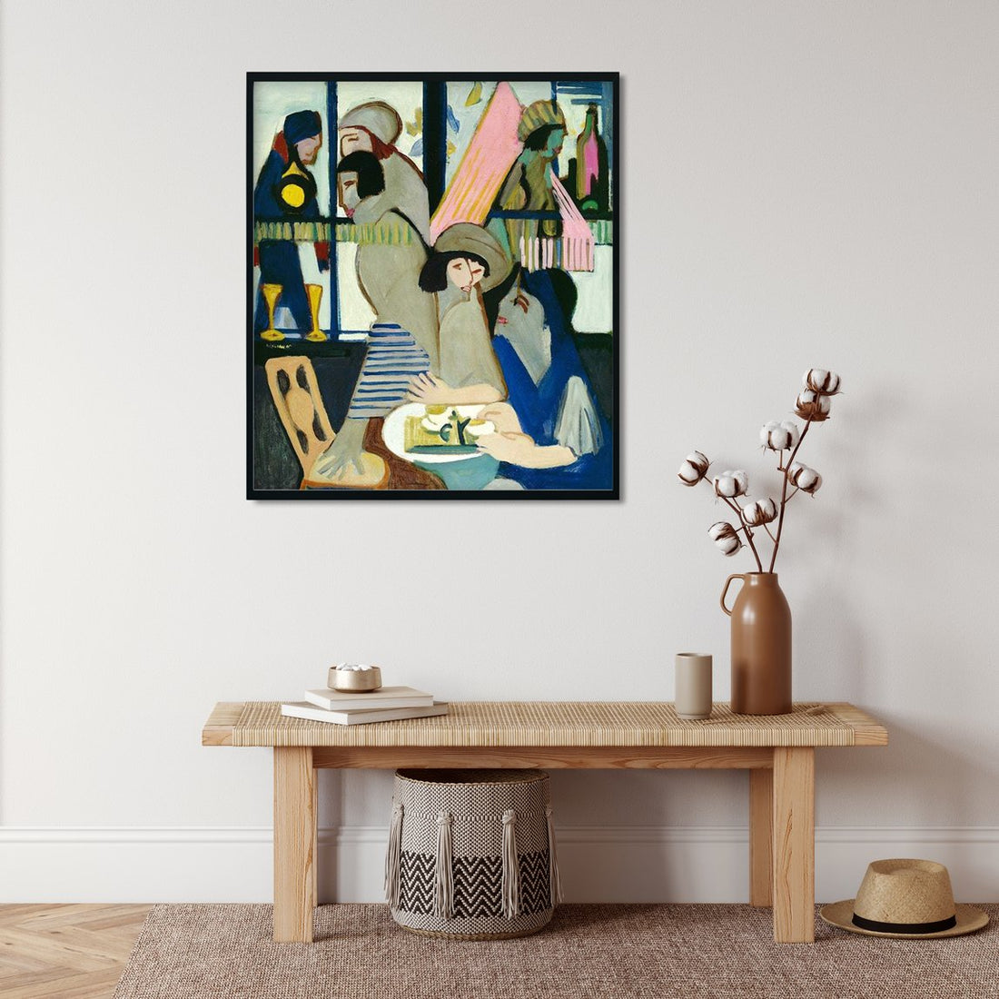 Cafe Painting - MeriDeewar 1 : 1 Square Premium Wall Art Canvas by MeriDeewar
