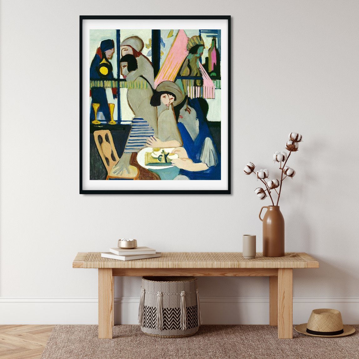 Cafe Painting - MeriDeewar 1 : 1 Square Premium Wall Art Canvas by MeriDeewar