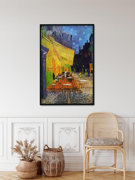 Cafe Terrace at Night by Van Gogh Painting-Meri Deewar 4 :5 Vertical Premium Wall Art Canvas by MeriDeewar