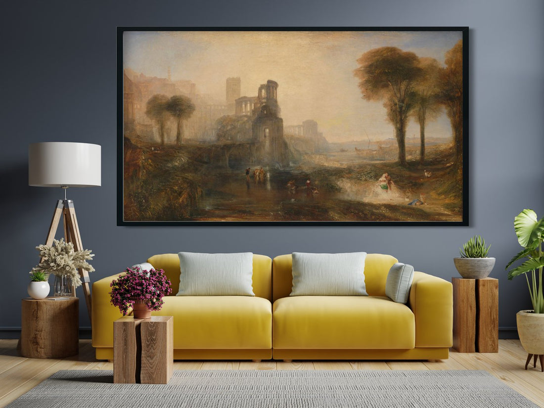 Caligula's Palace and Bridge Painting-Meri Deewar 2 : 1 Horizontal Premium Wall Art Canvas by MeriDeewar
