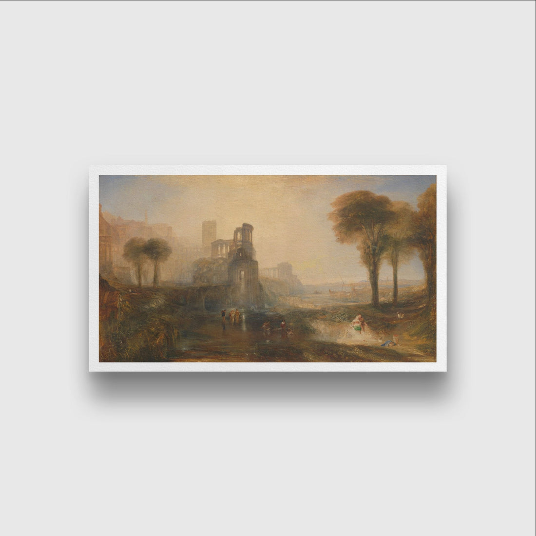 Caligula's Palace and Bridge Painting-Meri Deewar 2 : 1 Horizontal Premium Wall Art Canvas by MeriDeewar