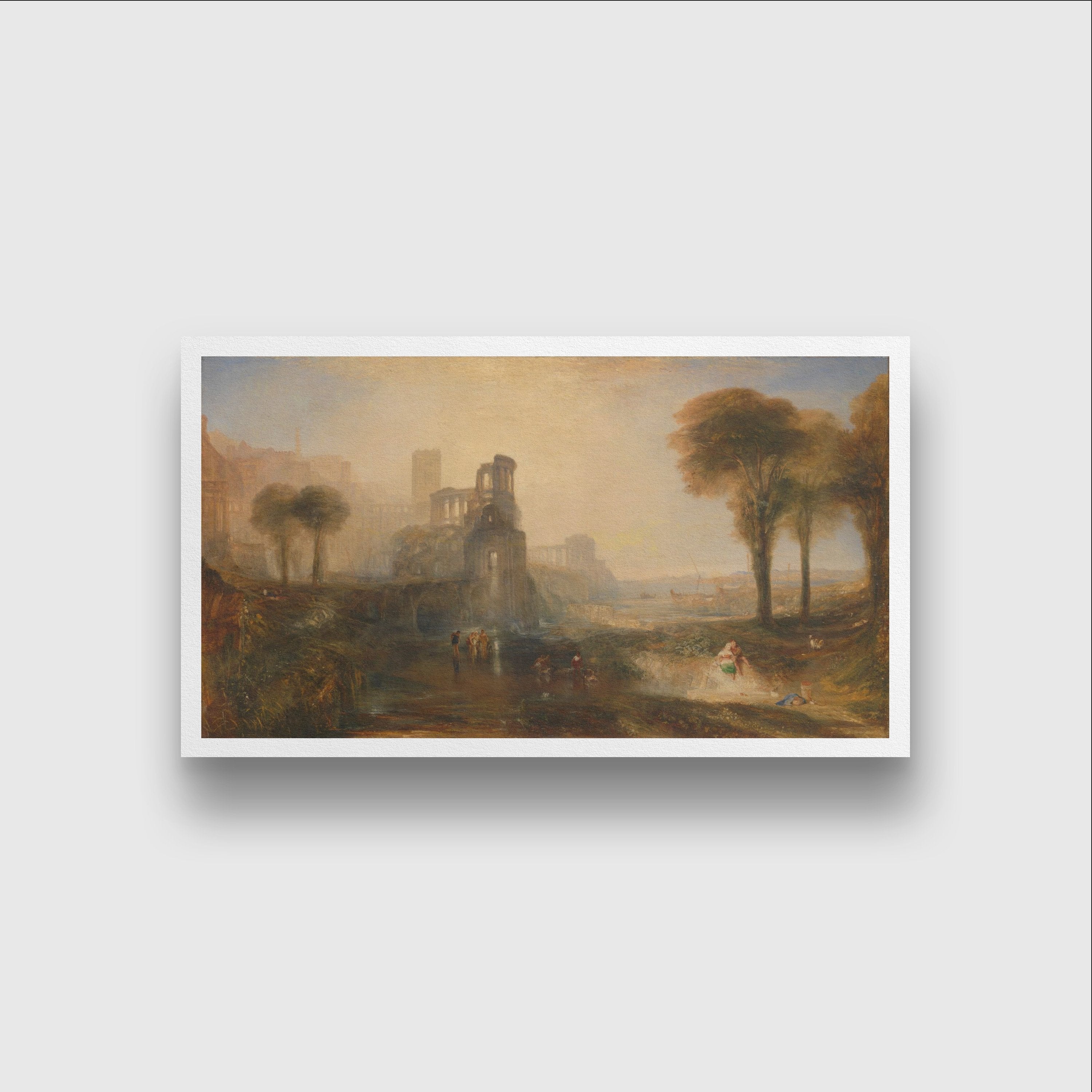 Caligula's Palace and Bridge Painting-Meri Deewar 2 : 1 Horizontal Premium Wall Art Canvas by MeriDeewar