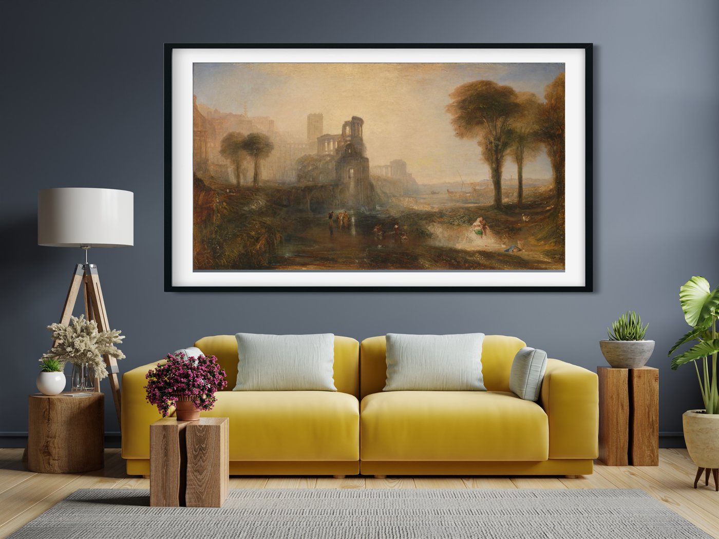 Caligula's Palace and Bridge Painting-Meri Deewar 2 : 1 Horizontal Premium Wall Art Canvas by MeriDeewar