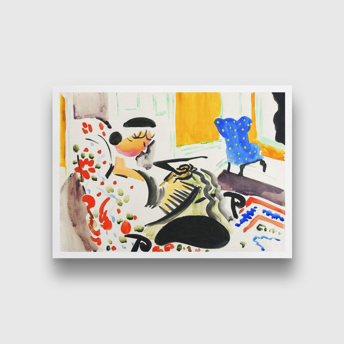 Calligraphic Interior Henry Lyman Saÿen Painting - MeriDeewar 3 : 2 Horizontal Premium Wall Art Canvas by MeriDeewar