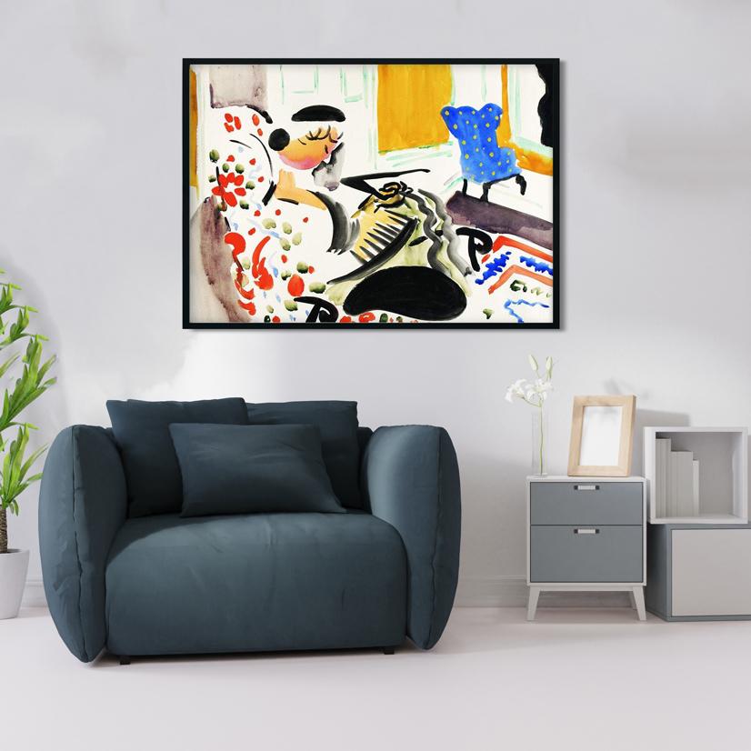 Calligraphic Interior Henry Lyman Saÿen Painting - MeriDeewar 3 : 2 Horizontal Premium Wall Art Canvas by MeriDeewar